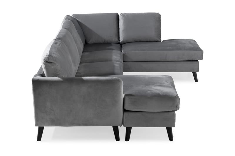Trend 4-sits Högervänd U-formad Soffa med Divan och Schäslong i Sammet - Ljusgrå - Products - Möbler - Soffa - Divansoffa & schäslongsoffa - 4 sits soffa med divan