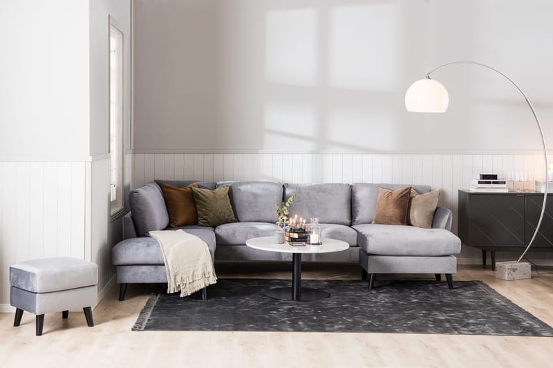 Trend 4-sits Högervänd U-formad Soffa med Divan och Schäslong i Sammet - Ljusgrå - Products - Möbler - Soffa - Divansoffa & schäslongsoffa - 4 sits soffa med divan