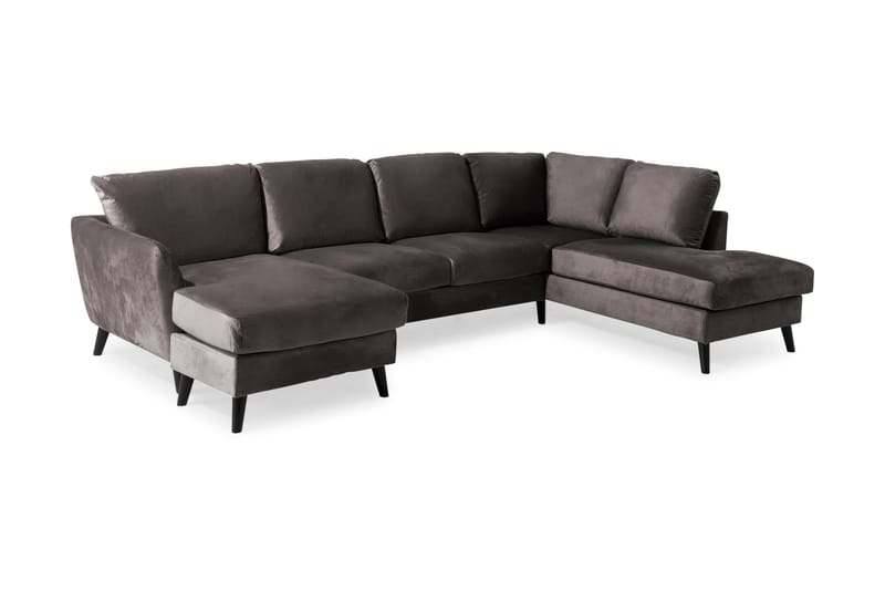Trend 4-sits Högervänd U-formad Soffa med Divan och Schäslong i Sammet - Mörkgrå - Products - Möbler - Soffa - Divansoffa & schäslongsoffa - 4 sits soffa med divan