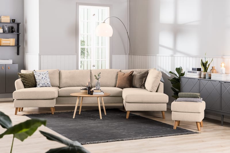 Trend 4-sits Högervänd U-formad Soffa med Divan och Schäslong i Tyg - Beige - Products - Möbler - Soffa - Divansoffa & schäslongsoffa - 4 sits soffa med divan