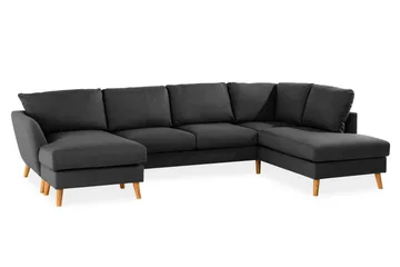 Trend 4-sits Högervänd U-formad Soffa med Divan och Schäslong i Tyg - Svart - Products - Möbler - Soffa - Divansoffa & schäslongsoffa - 4 sits soffa med divan