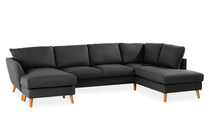 Trend 4-sits Högervänd U-formad Soffa med Divan och Schäslong i Tyg - Svart - Products - Möbler - Soffa - Divansoffa & schäslongsoffa - 4 sits soffa med divan