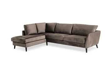 Trend 4-sits Vänstervänd L-formad Schäslongsoffa i Sammet - Brun - Products - Möbler - Soffa - Divansoffa & schäslongsoffa - 4 sits soffa med divan