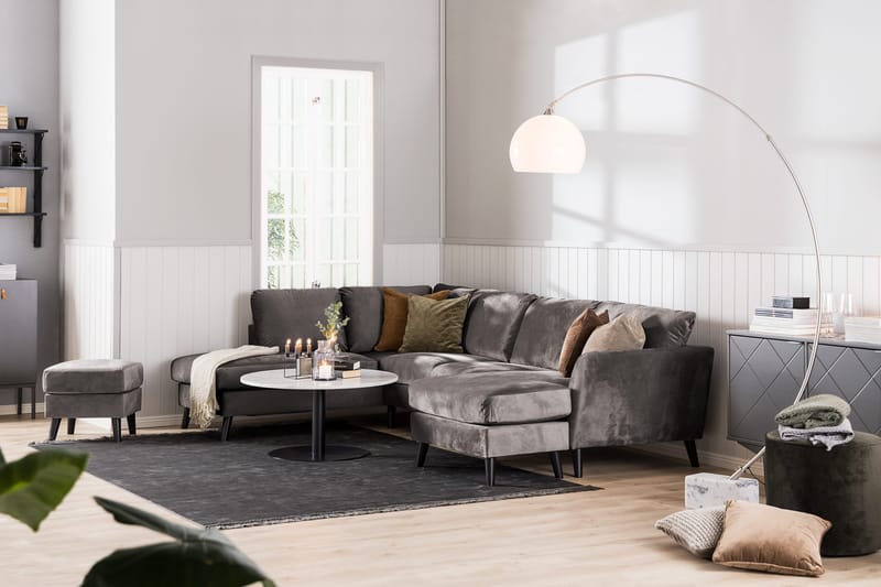 Trend 4-sits Vänstervänd L-formad Schäslongsoffa i Sammet - Mörkgrå - Products - Möbler - Soffa - Divansoffa & schäslongsoffa - 4 sits soffa med divan