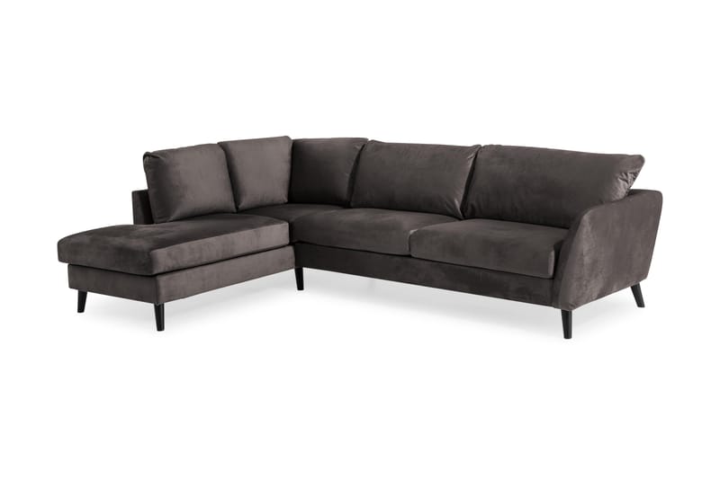 Trend 4-sits Vänstervänd L-formad Schäslongsoffa i Sammet - Mörkgrå - Products - Möbler - Soffa - Divansoffa & schäslongsoffa - 4 sits soffa med divan