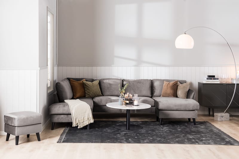 Trend 4-sits Vänstervänd L-formad Schäslongsoffa i Sammet - Mörkgrå - Products - Möbler - Soffa - Divansoffa & schäslongsoffa - 4 sits soffa med divan