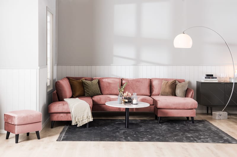 Trend 4-sits Vänstervänd L-formad Schäslongsoffa i Sammet - Rosa - Products - Möbler - Soffa - Divansoffa & schäslongsoffa - 4 sits soffa med divan