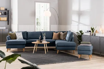 Trend 4-sits Vänstervänd L-formad Schäslongsoffa i Tyg - Blå - Products - Möbler - Soffa - Divansoffa & schäslongsoffa - 4 sits soffa med divan