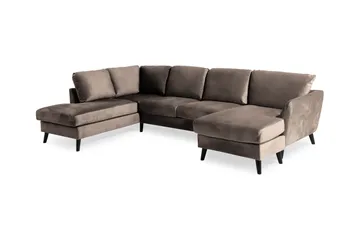 Trend 4-sits Vänstervänd U-formad Soffa med Divan och Schäslong i Sammet - Brun - Products - Möbler - Soffa - Divansoffa & schäslongsoffa - 4 sits soffa med divan