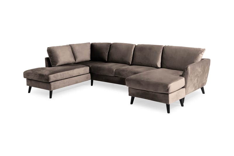 Trend 4-sits Vänstervänd U-formad Soffa med Divan och Schäslong i Sammet - Brun - Products - Möbler - Soffa - Divansoffa & schäslongsoffa - 4 sits soffa med divan