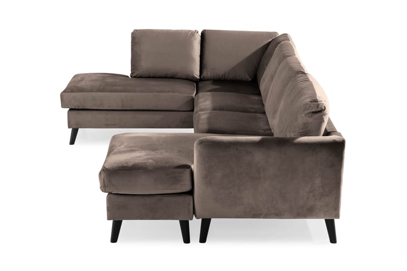 Trend 4-sits Vänstervänd U-formad Soffa med Divan och Schäslong i Sammet - Brun - Products - Möbler - Soffa - Divansoffa & schäslongsoffa - 4 sits soffa med divan