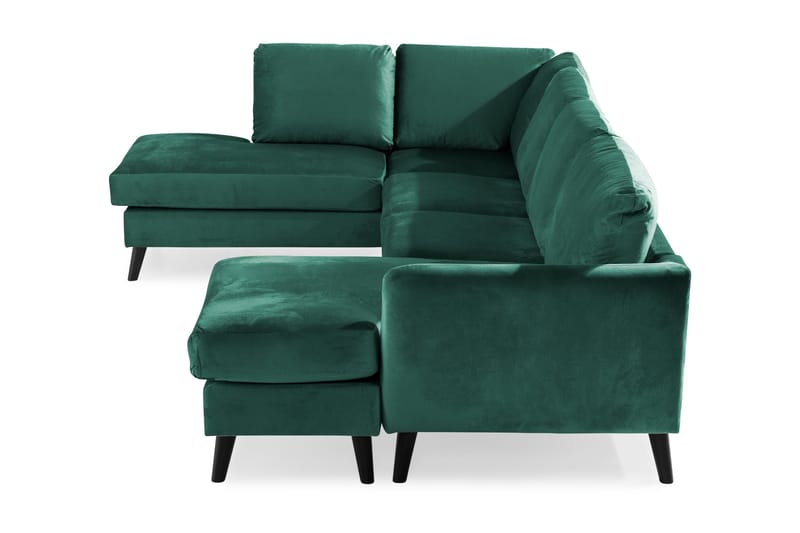 Trend 4-sits Vänstervänd U-formad Soffa med Divan och Schäslong i Sammet - Grön - Products - Möbler - Soffa - Divansoffa & schäslongsoffa - 4 sits soffa med divan