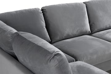 Trend 4-sits Vänstervänd U-formad Soffa med Divan och Schäslong i Sammet - Ljusgrå - Products - Möbler - Soffa - Divansoffa & schäslongsoffa - 4 sits soffa med divan