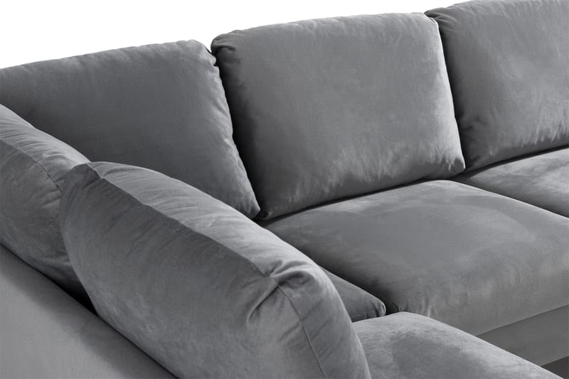 Trend 4-sits Vänstervänd U-formad Soffa med Divan och Schäslong i Sammet - Ljusgrå - Products - Möbler - Soffa - Divansoffa & schäslongsoffa - 4 sits soffa med divan