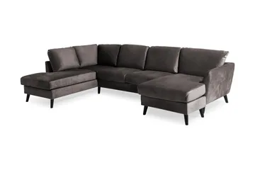 Trend 4-sits Vänstervänd U-formad Soffa med Divan och Schäslong i Sammet - Mörkgrå - Products - Möbler - Soffa - Divansoffa & schäslongsoffa - 4 sits soffa med divan