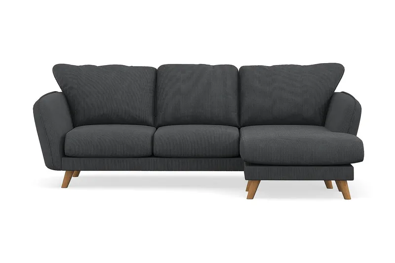 Trend Lyx 3-sits Högervänd L-formad Divansoffa i Manchester, Mörkgrå