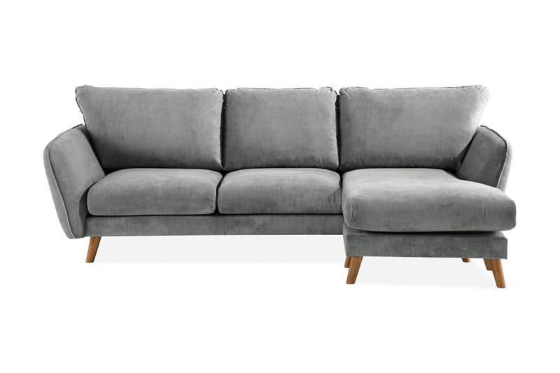 Trend Lyx 3-sits Högervänd L-formad Divansoffa i Tyg, Grå