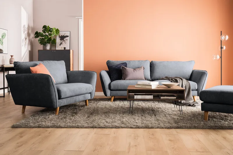 Trend Lyx 3-sits Högervänd L-formad Divansoffa i Tyg - Mörkgrå - Products - Möbler - Soffa - Divansoffa & schäslongsoffa - 4 sits soffa med divan