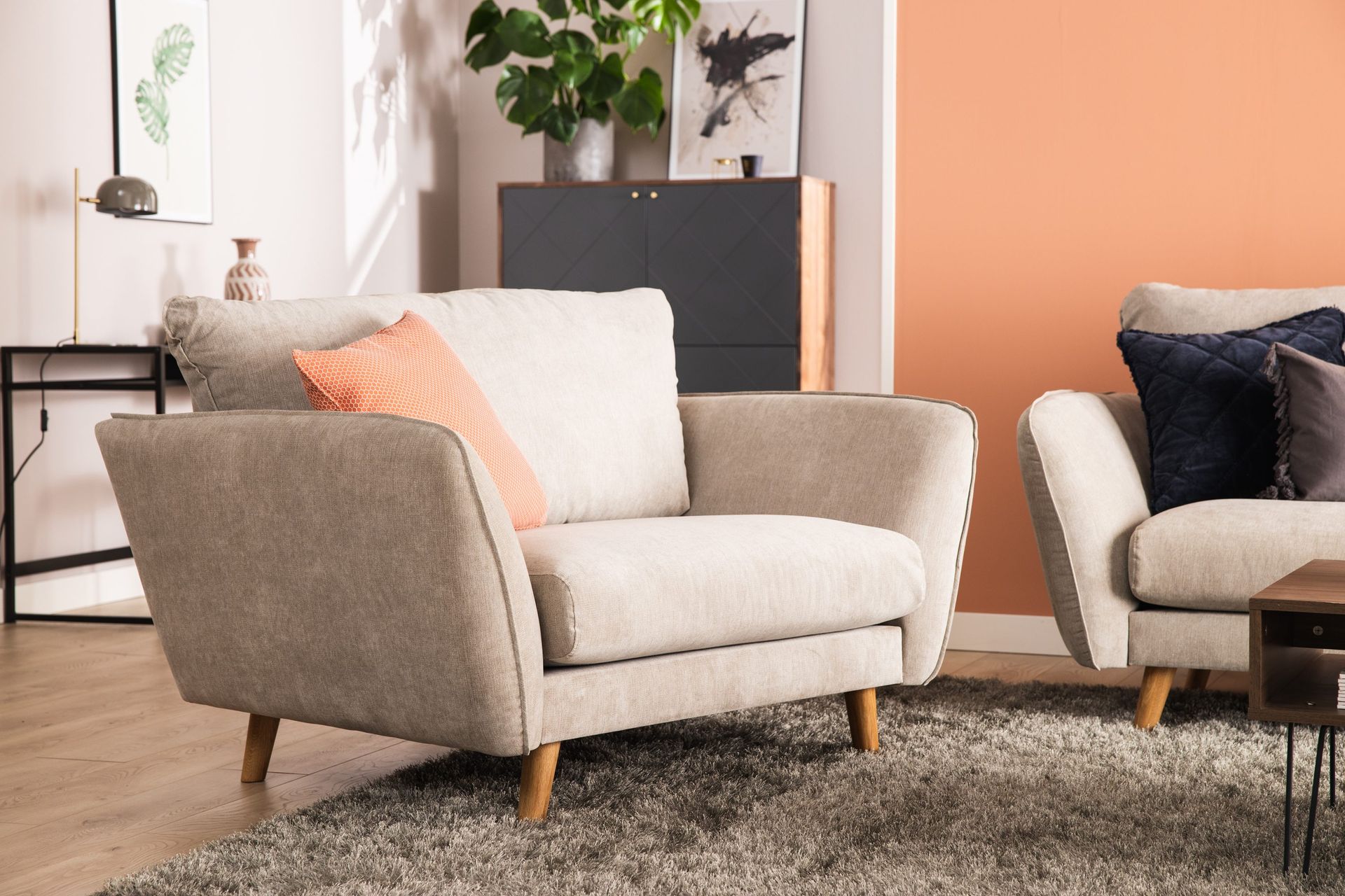 Trend Lyx 4-sits Högervänd L-formad Schäslongsoffa i Tyg - Beige - Products - Möbler - Soffa - Divansoffa & schäslongsoffa - 4 sits soffa med divan