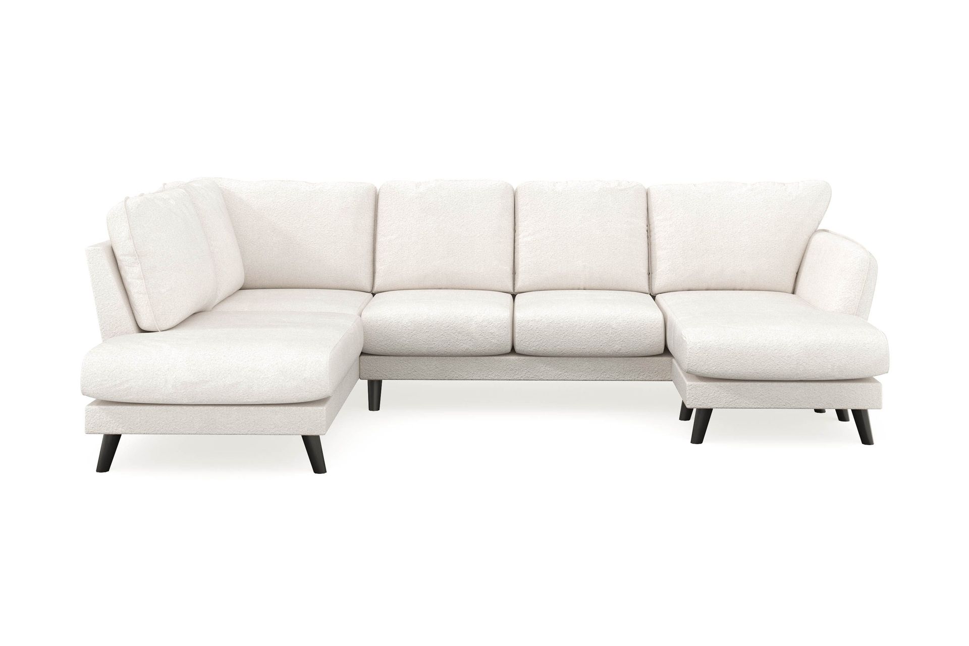 Trend Lyx 4-sits Högervänd U-formad Soffa med Divan och Schäslong i Bouclé - Vit - Products - Möbler - Soffa - Divansoffa & schäslongsoffa - 4 sits soffa med divan