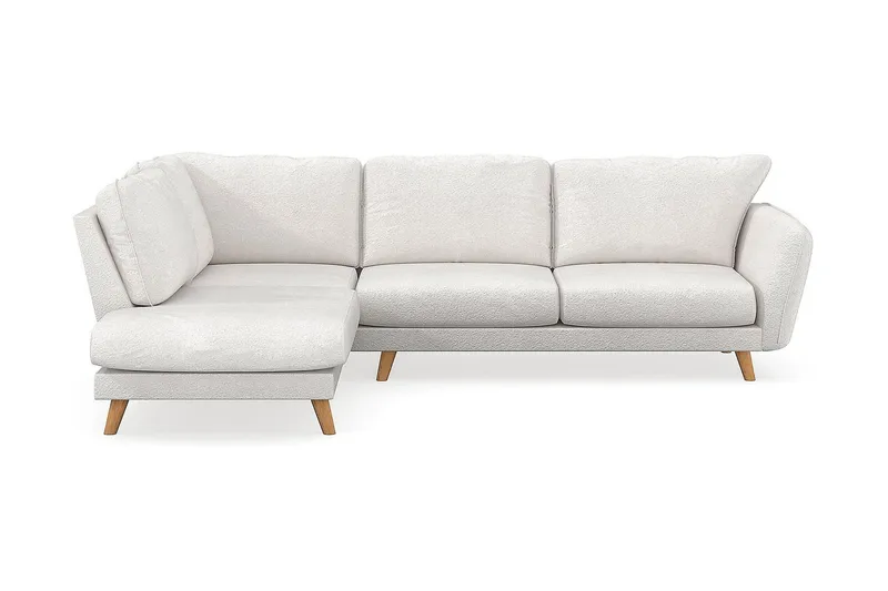 Trend Lyx 4-sits Vänstervänd L-formad Schäslongsoffa i Bouclé, Vit