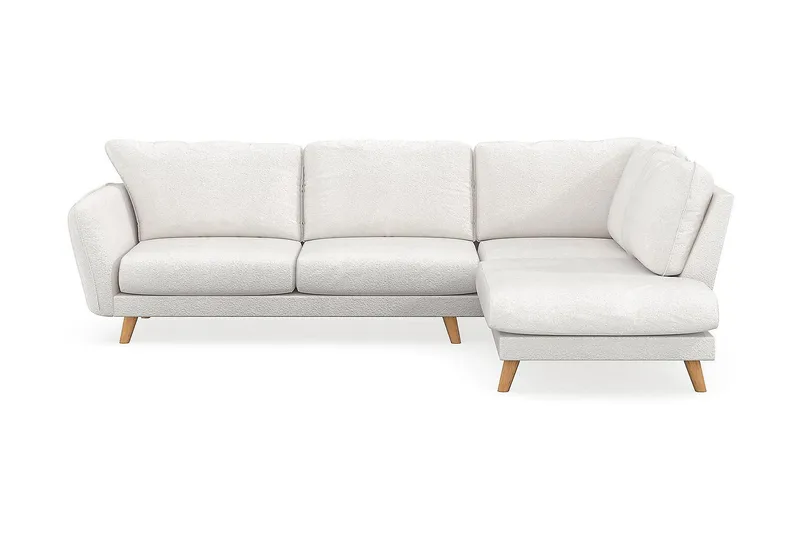 Trend Lyx Schäslongsoffa Höger, Vit|Bouclé