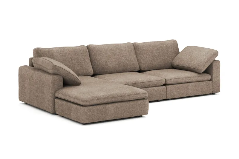 Visby 4-sits L-formad Djup Vändbar Soffa med Divan i Tyg - Brun - Products - Möbler - Soffa - Divansoffa & schäslongsoffa - 4 sits soffa med divan