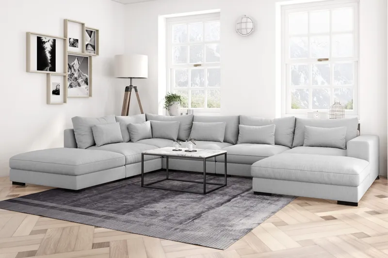 Dubai U-modulsoffa med Divan Höger Extra Djup - Ljusgrå - Products - Möbler - Soffa - U-soffa