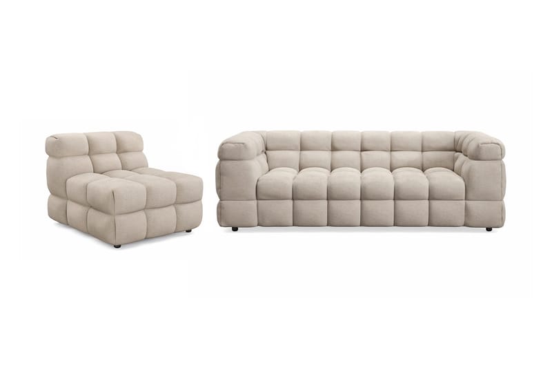 Elise Bubblig Soffgrupp 3-sits Soffa + Fåtölj, Beige