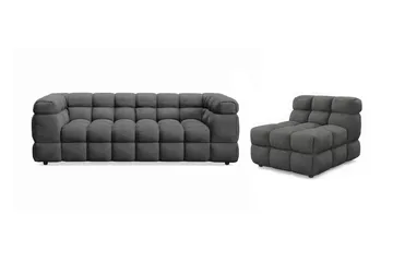 Elise Bubblig Soffgrupp 3-sits Soffa + Fåtölj - Mörkgrå - Products - Möbler - Soffa - Soffgrupp