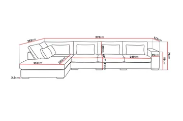 Grande 5-sits Soffa med Schäslong Vänster - Beige Sammet - Products - Möbler - Soffa - Sammetssoffa