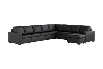 Crazy 7-sits Högervänd U-formad XX-Large Hörnsoffa med divan i Konstläder - Svart - Products - Möbler - Soffa - Hörnsoffa - Hörnsoffa med divan
