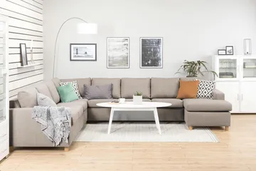 Crazy 7-sits Högervänd U-formad XX-Large Hörnsoffa med divan i Tyg - Beige - Products - Möbler - Soffa - Hörnsoffa - Hörnsoffa med divan