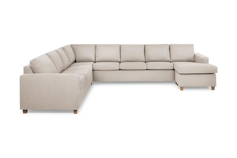 Crazy 7-sits Högervänd U-formad XX-Large Hörnsoffa med divan i Tyg, Beige