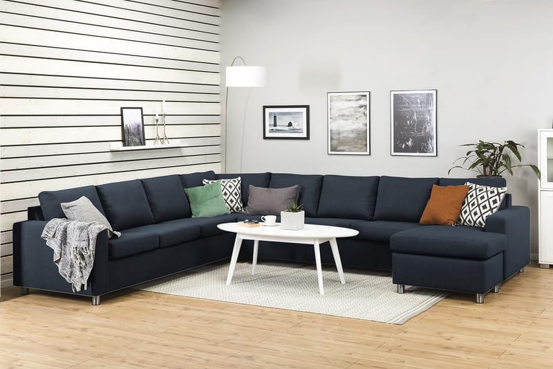 Crazy 7-sits Högervänd U-formad XX-Large Hörnsoffa med divan i Tyg - Blå - Products - Möbler - Soffa - Hörnsoffa - Hörnsoffa med divan