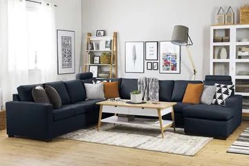 Crazy 7-sits Högervänd U-formad XX-Large Hörnsoffa med divan i Tyg - Blå - Products - Möbler - Soffa - Hörnsoffa