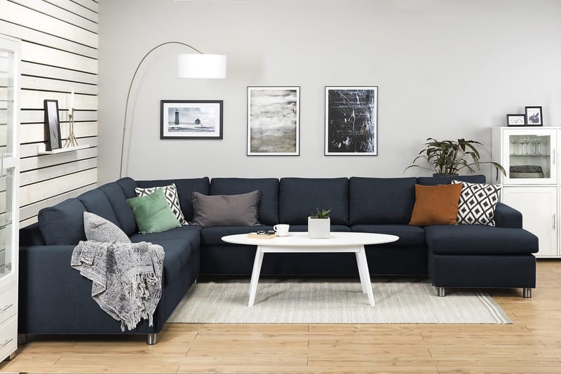 Crazy 7-sits Högervänd U-formad XX-Large Hörnsoffa med divan i Tyg - Blå - Products - Möbler - Soffa - Hörnsoffa - Hörnsoffa med divan