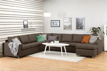 Crazy 7-sits Högervänd U-formad XX-Large Hörnsoffa med divan i Tyg - Brun - Products - Möbler - Soffa - Hörnsoffa - Hörnsoffa med divan
