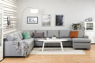Crazy 7-sits Högervänd U-formad XX-Large Hörnsoffa med divan i Tyg - Grå - Products - Möbler - Soffa - Hörnsoffa - Hörnsoffa med divan