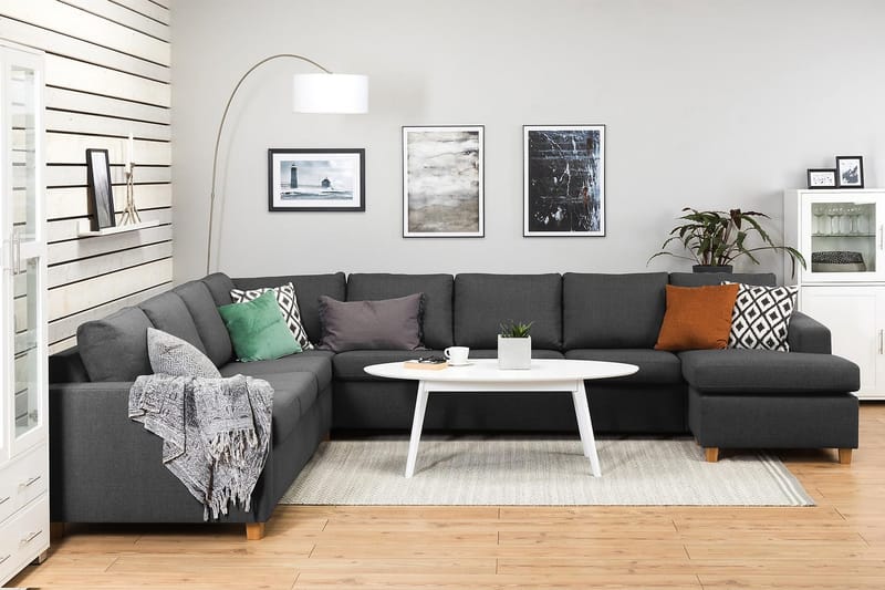 Crazy 7-sits Högervänd U-formad XX-Large Hörnsoffa med divan i Tyg - Mörkgrå - Products - Möbler - Soffa - Hörnsoffa - Hörnsoffa med divan