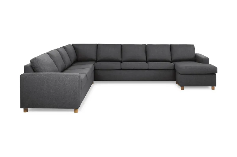 Crazy 7-sits Högervänd U-formad XX-Large Hörnsoffa med divan i Tyg, Mörkgrå