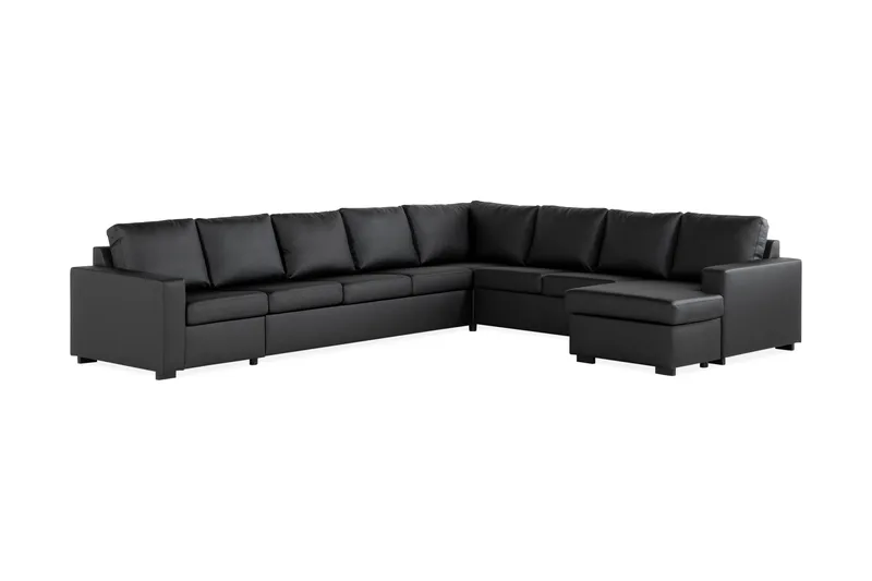Crazy 7-sits Vändbar U-formad XX-Large Hörnsoffa med divan i Konstläder - Svart - Products - Möbler - Soffa - Hörnsoffa