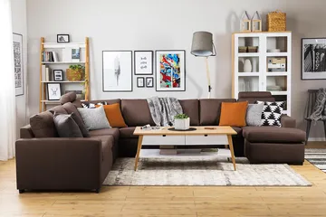 Crazy 7-sits Vändbar U-formad XX-Large Hörnsoffa med divan i Tyg - Brun - Products - Möbler - Soffa - Hörnsoffa