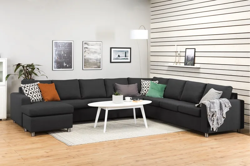 Crazy 7-sits Vändbar U-formad XX-Large Hörnsoffa med divan i Tyg - Mörkgrå / Antracit - Products - Möbler - Soffa - Hörnsoffa - Hörnsoffa med divan