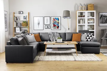 Crazy 7-sits Vändbar U-formad XX-Large Hörnsoffa med divan i Tyg - Mörkgrå - Products - Möbler - Soffa - Hörnsoffa