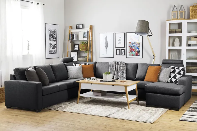 Crazy 7-sits Vändbar U-formad XX-Large Hörnsoffa med divan i Tyg - Mörkgrå - Products - Möbler - Soffa - Hörnsoffa