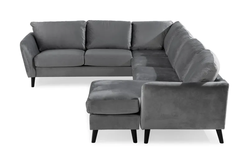 Trend 5-sits Högervänd L-formad Hörnsoffa med Divan i Sammet - Ljusgrå - Products - Möbler - Soffa - Hörnsoffa