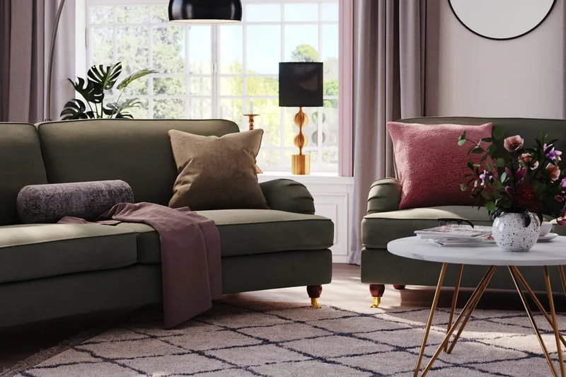 Howard Lyx 4-sits Svängd Manchestersoffa - Mörkgrön - Products - Möbler - Soffa - Howardsoffa