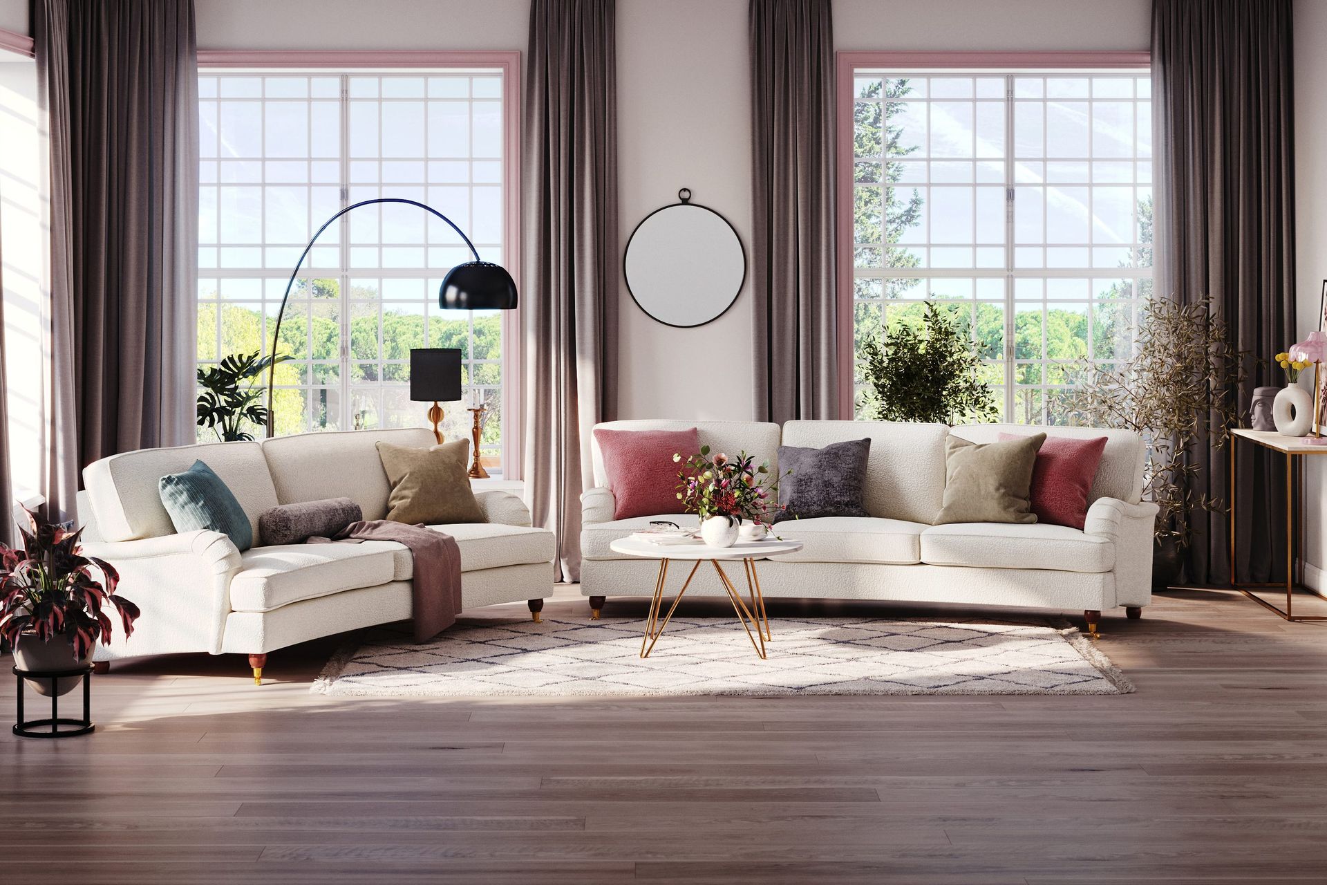 Howard Lyx 4-sits Svängd Soffa i Bouclé - Vit - Products - Möbler - Soffa - Howardsoffa
