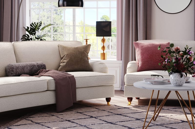 Howard Lyx 4-sits Svängd Soffa i Bouclé - Vit - Products - Möbler - Soffa - Howardsoffa